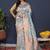 Sky blue kanjeevaram silk blend saree with copper zari floral weaving