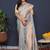 Sky blue kanjeevaram silk blend saree with copper zari floral weaving