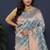 Sky blue kanjeevaram silk blend saree with copper zari floral weaving