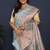 Sky blue kanjeevaram silk blend saree with copper zari floral weaving