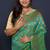 Sea green kanjeevaram silk blend saree with copper zari floral weaving