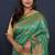 Sea green kanjeevaram silk blend saree with copper zari floral weaving