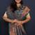 Teal blue kanjeevaram silk blend saree with copper zari floral weaving