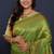 Leaf green kanjeevaram silk blend saree with copper zari floral weaving