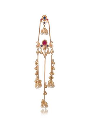 Gold Plated Kashmiri Long Jhumka Earrings with Pearl Beads 5