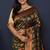 Bottle green kanjeevaram silk blend saree with copper zari floral weaving