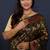 Bottle green kanjeevaram silk blend saree with copper zari floral weaving