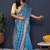 Aqua blue kanjeevaram silk blend saree with copper zari floral weaving
