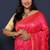 Rani pink kanjeevaram silk blend saree with copper zari floral weaving