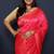 Rani pink kanjeevaram silk blend saree with copper zari floral weaving