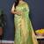 Light green kanjeevaram silk blend saree with copper zari floral weaving