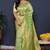 Light green kanjeevaram silk blend saree with copper zari floral weaving