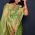 Light green kanjeevaram silk blend saree with copper zari floral weaving