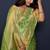 Light green kanjeevaram silk blend saree with copper zari floral weaving