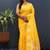 Yellow banarasi silk blend saree with zari buta & rich pallu