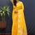 Yellow banarasi silk blend saree with zari buta & rich pallu