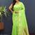 Lime green banarasi silk blend saree with zari buta & rich pallu