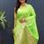 Lime green banarasi silk blend saree with zari buta & rich pallu