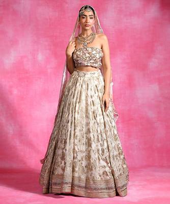 Ivory Embroidered Georgette Organza Lehenga Set 4