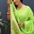 Lime green banarasi silk blend saree with zari buta & rich pallu