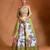 Lime Green Floral Printed Crepe Organza Lehenga Set