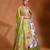 Lime Green Floral Printed Crepe Organza Lehenga Set