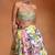 Lime Green Floral Printed Crepe Organza Lehenga Set