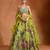 Lime Green Floral Printed Organza Lehenga Set