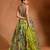 Lime Green Floral Printed Organza Lehenga Set