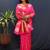 Rani pink banarasi silk blend saree with zari buta & rich pallu