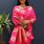 Rani pink banarasi silk blend saree with zari buta & rich pallu