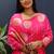 Rani pink banarasi silk blend saree with zari buta & rich pallu