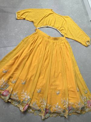 Sequins and Thread Embroidery Work Georgette Cord set Lehenga 5