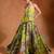 Lime Green Floral Printed Organza Lehenga Set