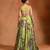 Lime Green Floral Printed Organza Lehenga Set