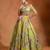 Lime Green Patch Embroidered Organza Lehenga Set