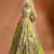 Lime Green Patch Embroidered Organza Lehenga Set