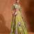 Lime Green Patch Embroidered Organza Lehenga Set
