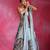 Ice Blue Floral Printed Organza Crepe Lehenga Set