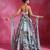 Ice Blue Floral Printed Organza Crepe Lehenga Set