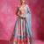 Ice Blue Pink Floral Printed Crepe Lehenga Set