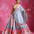 Ice Blue Pink Floral Printed Crepe Lehenga Set