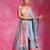Ice Blue Pink Floral Printed Crepe Lehenga Set