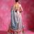 Ice Blue Pink Floral Printed Crepe Lehenga Set
