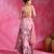 Sugar Pink Printed Crepe Organza Mermaid Lehenga Set