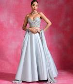 Ice Blue Silk Organza Corset Lehenga Set