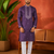 PURPLR EMBROIDERY WITH SEQUENCE WORK DESIGN ON SILKY SILK FABRIC MENS KURTA PAJAMA SET
