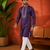 PURPLR EMBROIDERY WITH SEQUENCE WORK DESIGN ON SILKY SILK FABRIC MENS KURTA PAJAMA SET