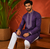 PURPLR EMBROIDERY WITH SEQUENCE WORK DESIGN ON SILKY SILK FABRIC MENS KURTA PAJAMA SET