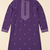 PURPLR EMBROIDERY WITH SEQUENCE WORK DESIGN ON SILKY SILK FABRIC MENS KURTA PAJAMA SET